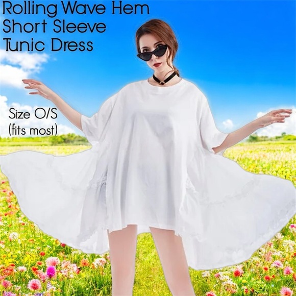 F. Modern White Tourmaline Oversized Stretch Knit Ruffle Top - Picture 1 of 16